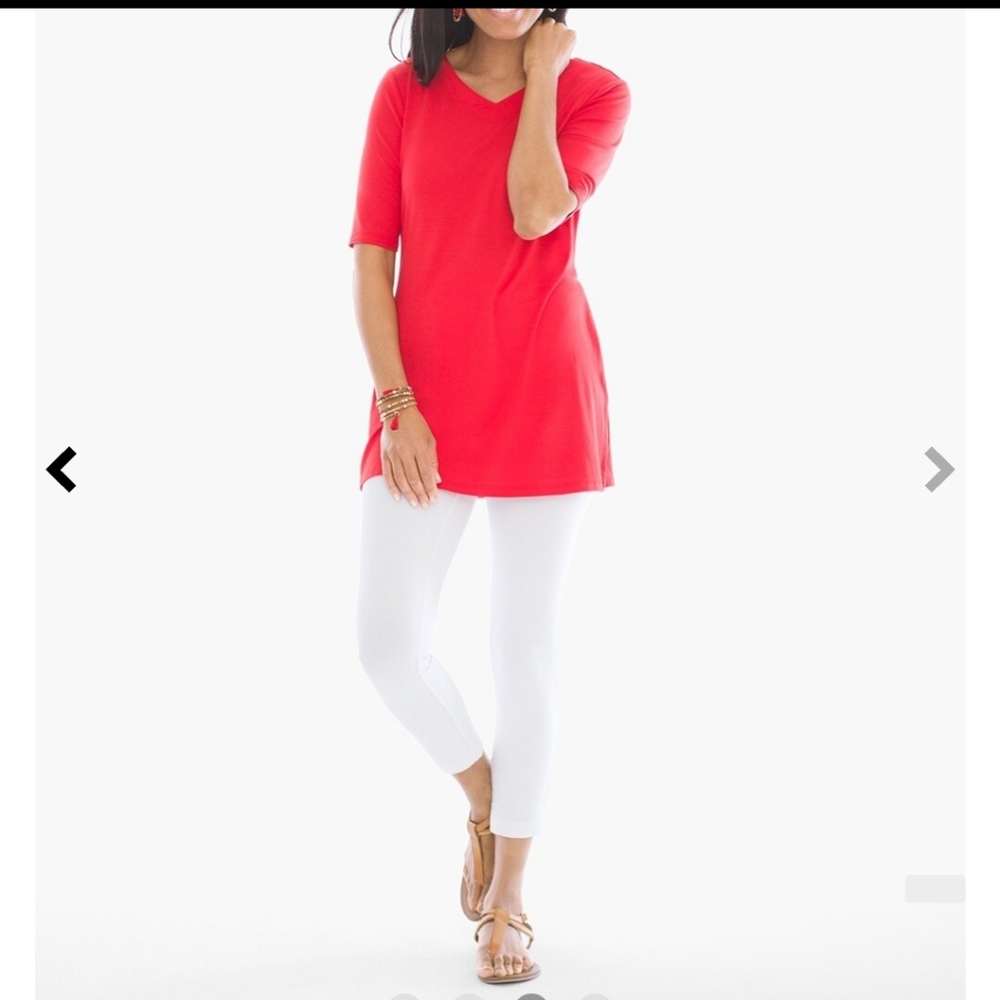 - Zenergy by Chicos navy soft stretchy tunic top with back crisscross detail - Picture 2 of 9
